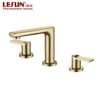 LESUN Low MOQ Contemporary Bathroom Water Saving Brushed Gold Chrome Lavatory Basin Faucet