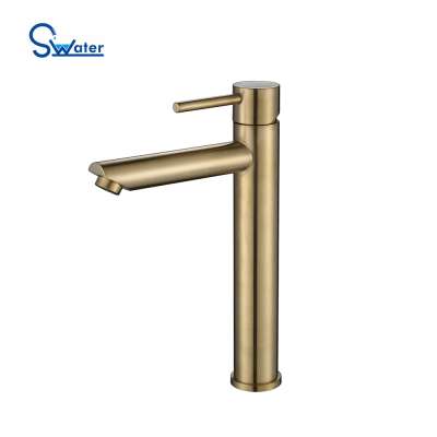 Wholesalers Korea Tap Single Handed Vintage Brushed Golden Faucets Brass All Bathroom Utilities