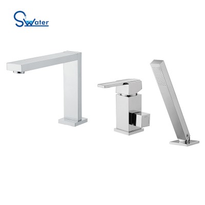 Low price products chrome bathroom faucet deck mounted bathtub faucet with hand shower