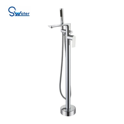 Swater brass chrome freestanding bathtub faucet, handle shower for bathroom