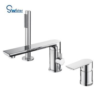 Swater high quality brass chromed spilt bathtub faucet hot and cold mixed bathtub faucet