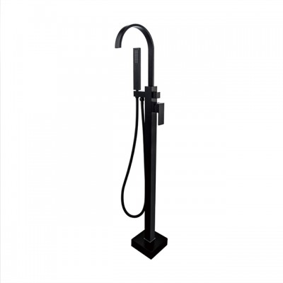 Swater new design matt black floor mount bathtub faucet with single handle brass faucet