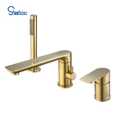 OEM commercial brushed gold bathtub faucet hand shower mixer tap basin faucet tap